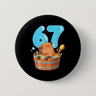 67 Six Seven 6-7 Capybara Funny Teen Kids Capybara 6 Cm Round Badge