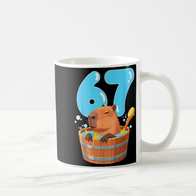 67 Six Seven 6-7 Capybara Funny Teen Kids Capybara Coffee Mug (Right)