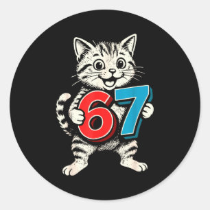 67 Six Seven 6 7 Cat Funny Classic Round Sticker