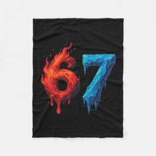 67 Six Seven 6-7 Flaming Ice - Funny Teen Kids Bra Fleece Blanket