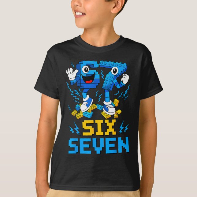 67 Six Seven 6-7 Funny Brainrot Meme Teens Gen Alp T-Shirt (Front)