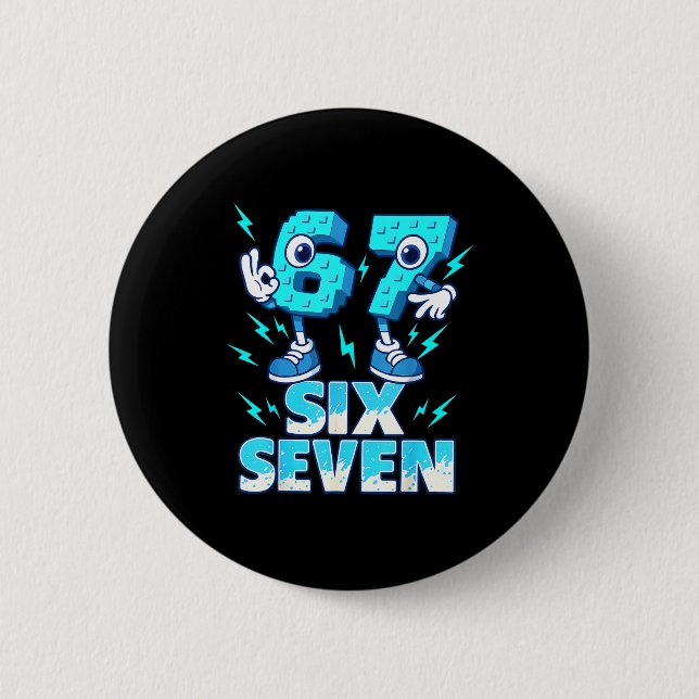 67 Six Seven 6-7 - Funny Italian Brainrot Kids Gam 6 Cm Round Badge (Front)