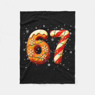 67 Six Seven 6-7 Gingerbread Candy Cane Christmas Fleece Blanket