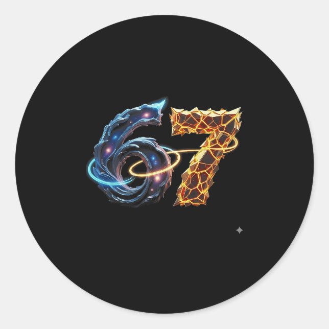 67 Six Seven 6 7 Meme Design Funny 6 7 4  Classic Round Sticker (Front)