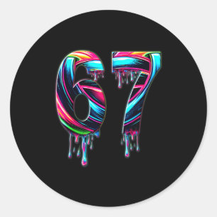67 Six Seven 6 7 Meme Design Funny 6 7  Classic Round Sticker