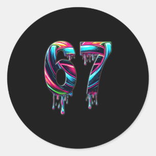 67 Six Seven 6 7 Meme Design Funny 6 7 Classic Round Sticker
