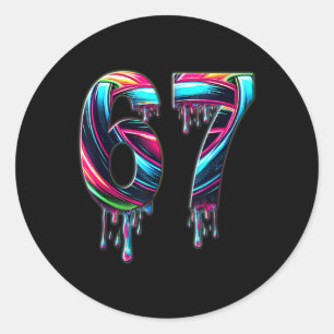 67 Six Seven 6 7 Meme Design Funny 6 7 Classic Round Sticker