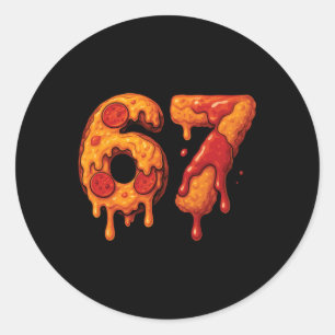 67 Six Seven 6-7 Pizza And Chicken Nugget - Brainr Classic Round Sticker