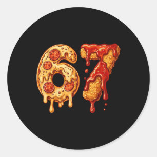 67 Six Seven 6-7 Pizza And Chicken Nugget - Brainr Classic Round Sticker