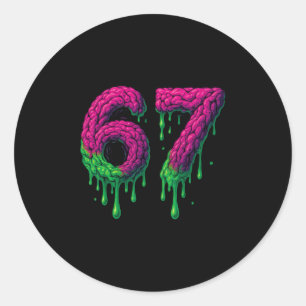 67 Six Seven 6-7 Toxic Brain Drip - Funny Kids Bra Classic Round Sticker