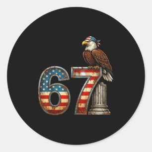 67 six seven american flag eagle 4th of july classic round sticker