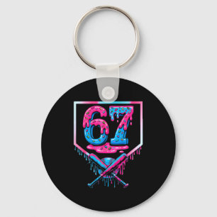 67 Six Seven Baseball Ice Cream Drip Cool Meme 67 Key Ring