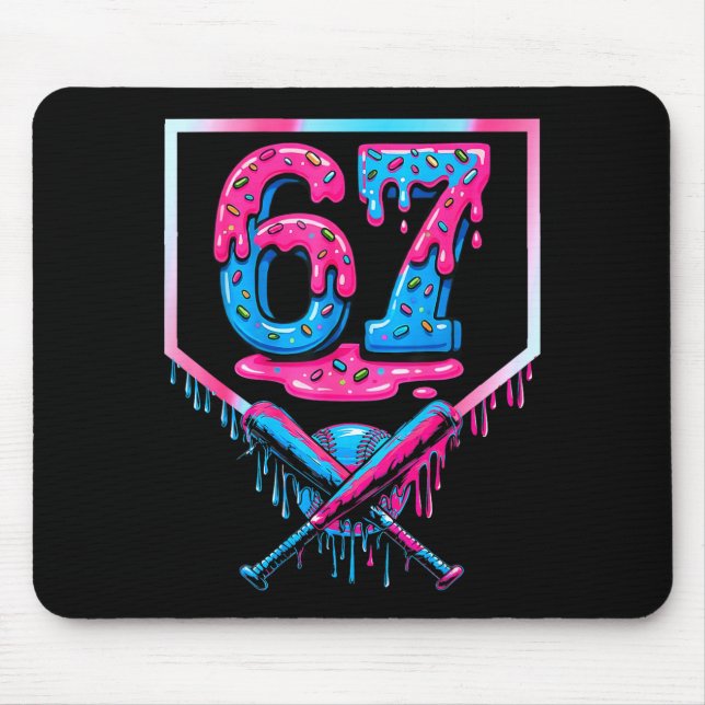 67 Six Seven Baseball Ice Cream Drip Cool Meme 67  Mouse Pad (Front)