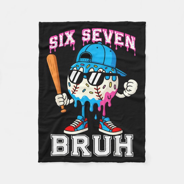 67 Six Seven Baseball Ice Cream Drip Number 67 Pla Fleece Blanket (Front)