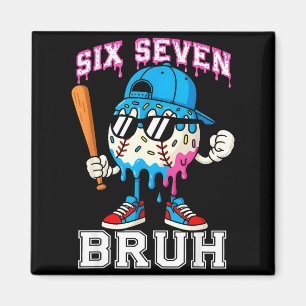 67 Six Seven Baseball Ice Cream Drip Number 67 Pla Magnet
