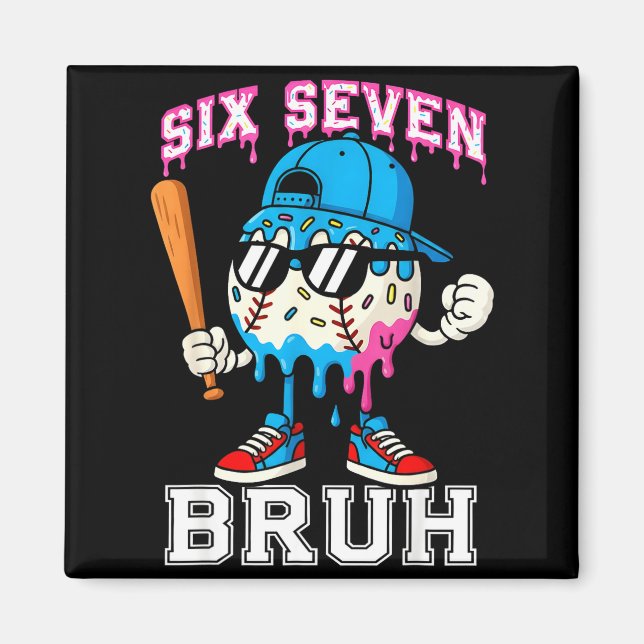67 Six Seven Baseball Ice Cream Drip Number 67 Pla Magnet (Front)