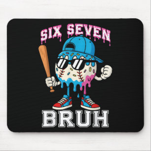 67 Six Seven Baseball Ice Cream Drip Number 67 Pla Mouse Pad