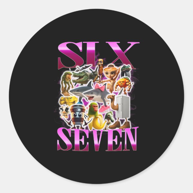 67 Six Seven Birthday Meme Viral Italian Brainrot  Classic Round Sticker (Front)