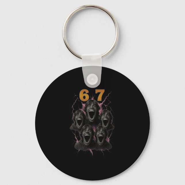 67 Six Seven Bootleg 6 7 Meme Design Funny 6 7 1  Key Ring (Front)