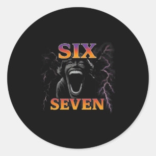 67 Six Seven Bootleg 6 7 Meme Design Funny 6 7  Classic Round Sticker