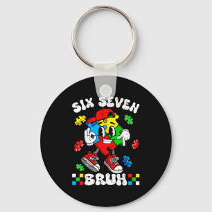 67 six seven bruh autism awareness autistic puzzle key ring