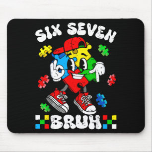 67 six seven bruh autism awareness autistic puzzle mouse pad