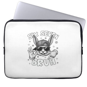 67 Six Seven Bruh Cute Bunny Face with Sunglasses  Laptop Sleeve