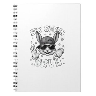 67 Six Seven Bruh Cute Bunny Face with Sunglasses  Notebook