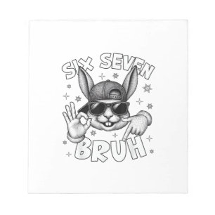 67 Six Seven Bruh Cute Bunny Face with Sunglasses  Notepad