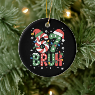 67 Six Seven Bruh Funny Christmas 6 7 Meme  Ceramic Ornament