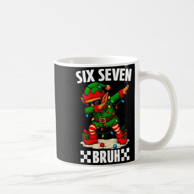 67 Six Seven Bruh Funny Christmas Dabbing Elf 6 7  Coffee Mug (Right)
