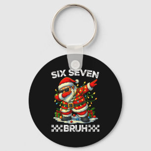67 Six Seven Bruh Funny Christmas Dabbing Santa 6 Key Ring