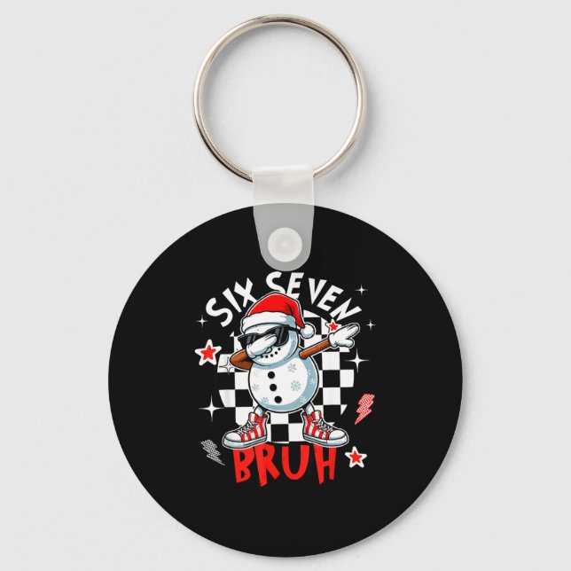67 Six Seven Bruh Funny Snowman Christmas 6 7 Meme Key Ring (Front)