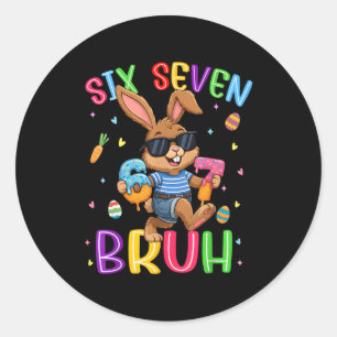 67 six seven bruh ice cream drip cute bunny easter classic round sticker