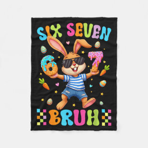 67 Six Seven Bruh Ice Cream Drip Cute Bunny Easter Fleece Blanket
