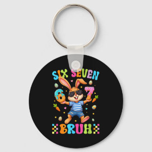 67 Six Seven Bruh Ice Cream Drip Cute Bunny Easter Key Ring
