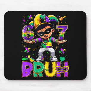 67 Six Seven Bruh Mardi Gras Jester Hat Beads Fleu Mouse Pad