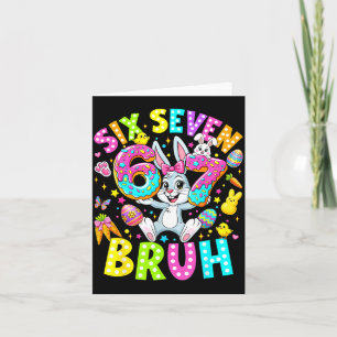 67 six seven bruh meme cute rabbit bunny easter da card