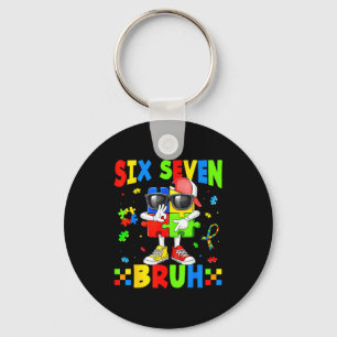 67 six seven bruh puzzle piece for kids mom teache key ring
