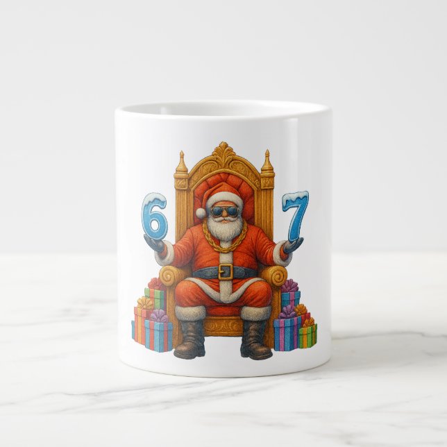 67 Six Seven Bruh Santa Custom - Personalised Name Large Coffee Mug (Front)