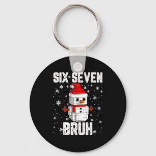 67 Six Seven Bruh Snowman Building Blocks Christma Key Ring