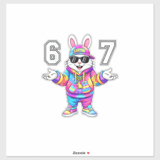 67 Six Seven Bunny Tie Dye Easter Day 67 Meme Men  (Sheet)