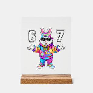 67 Six Seven Bunny Tie Dye Easter Day 67 Meme Men  Acrylic Sign