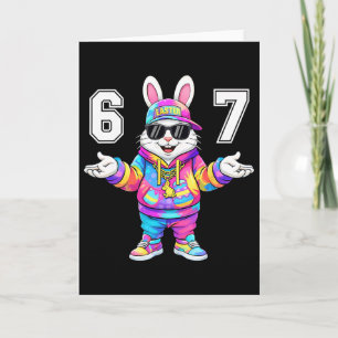 67 Six Seven Bunny Tie Dye Easter Day 67 Meme Men Card