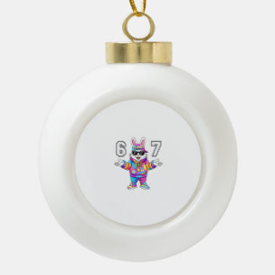 67 Six Seven Bunny Tie Dye Easter Day 67 Meme Men  Ceramic Ball Christmas Ornament