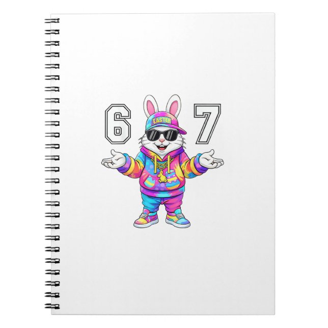 67 Six Seven Bunny Tie Dye Easter Day 67 Meme Men  Notebook (Front)