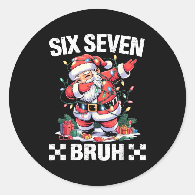 67 Six Seven Burh Funny Christmas 6 7 Meme Men Wom Classic Round Sticker (Front)