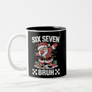67 Six Seven Burh Funny Christmas 6 7 Meme  Two-Tone Coffee Mug