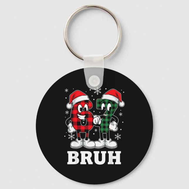67 Six Seven Christmas Bruh Funny Italian Brainrot Key Ring (Front)