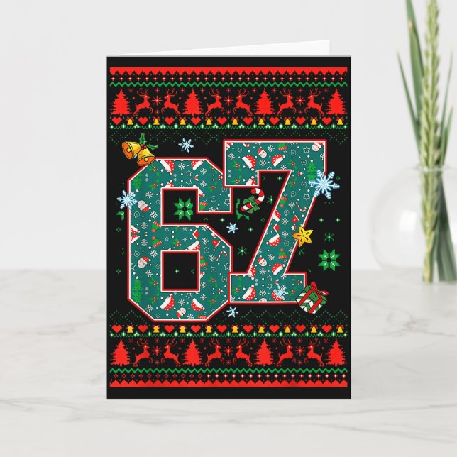 67 Six Seven Christmas Funny Meme Hand 67 Couples  Card (Front)